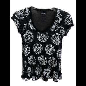 NWOT Lauren Moshi Black White Diamond Gem TEE Shirt X Small XS